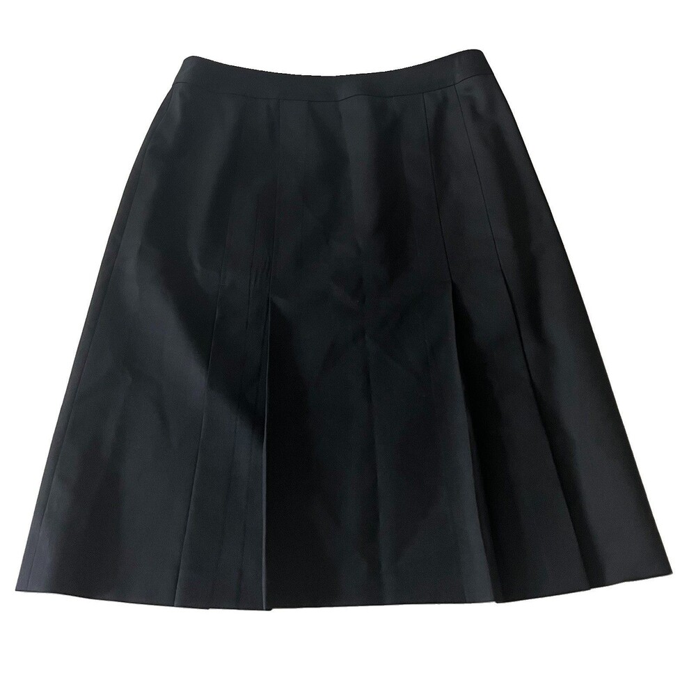Brooks Brothers Black 100% Wool Knee Length Box Pleat Skirt Size 12
